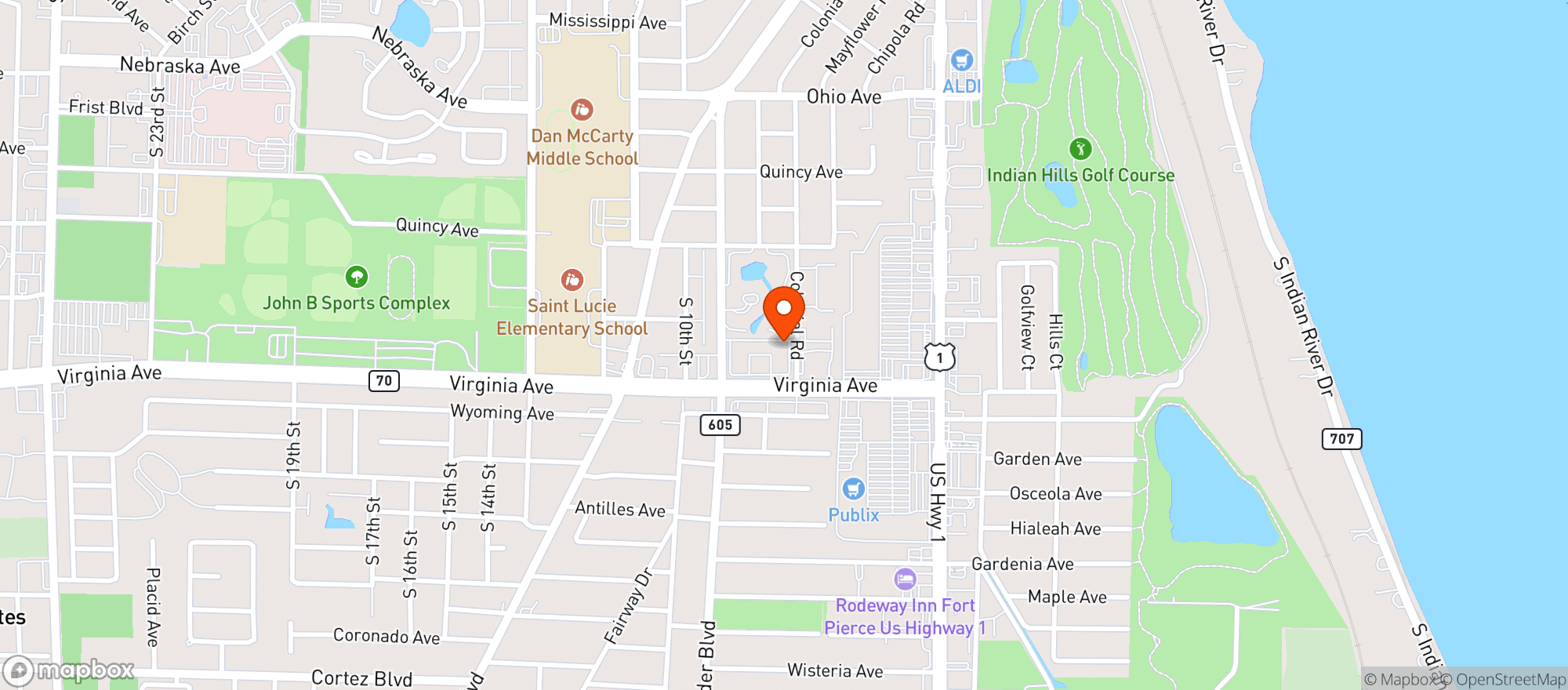 Map showing A & A Discount Beverage And Food