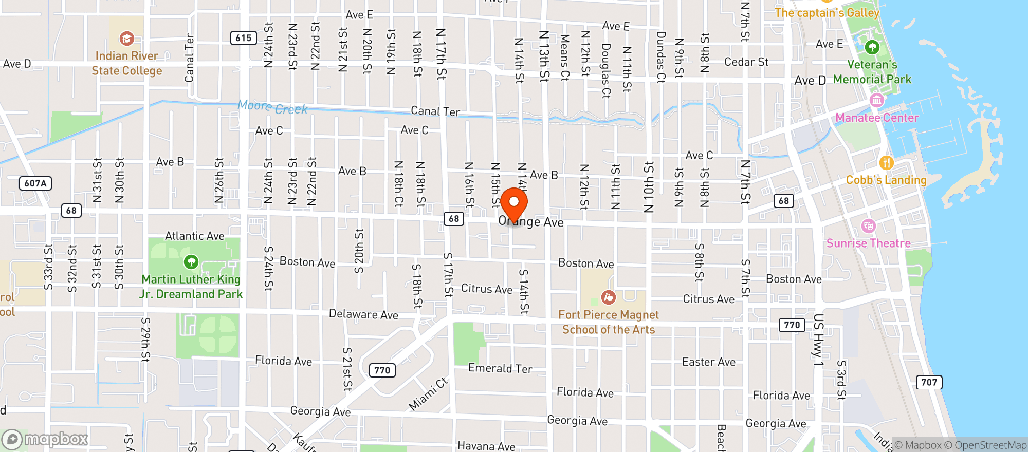 Map showing Jw Liquors - Orange Ave
