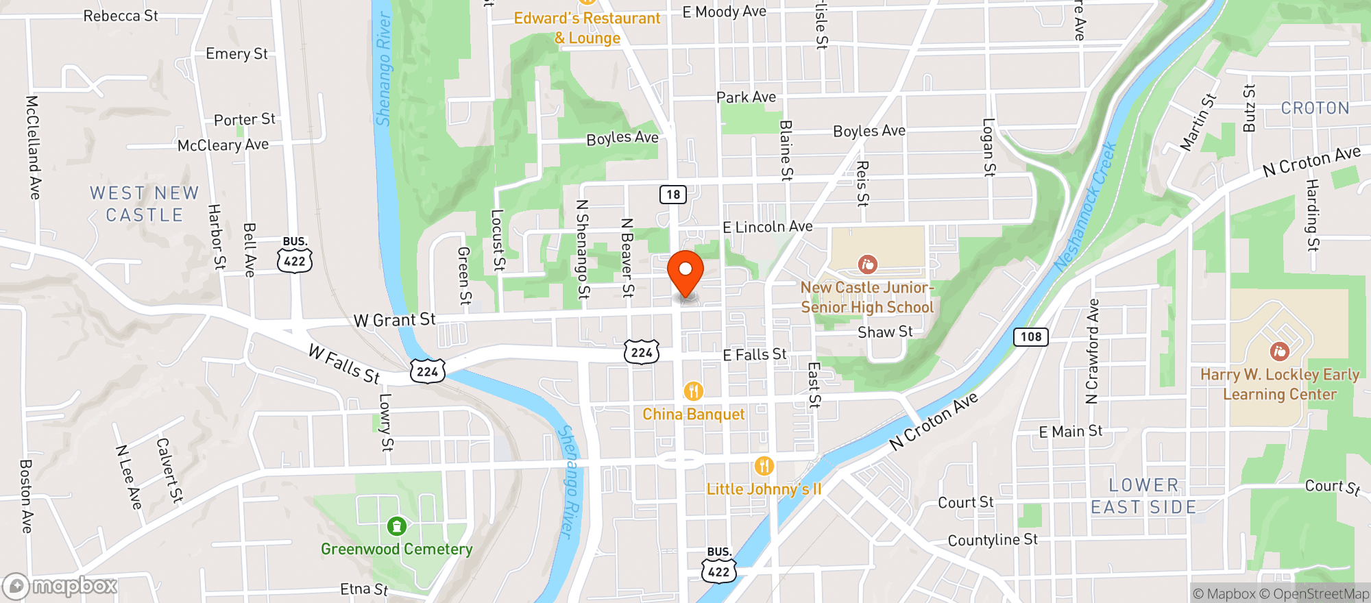 Map showing MISTER B'S WASHINGTON ST
