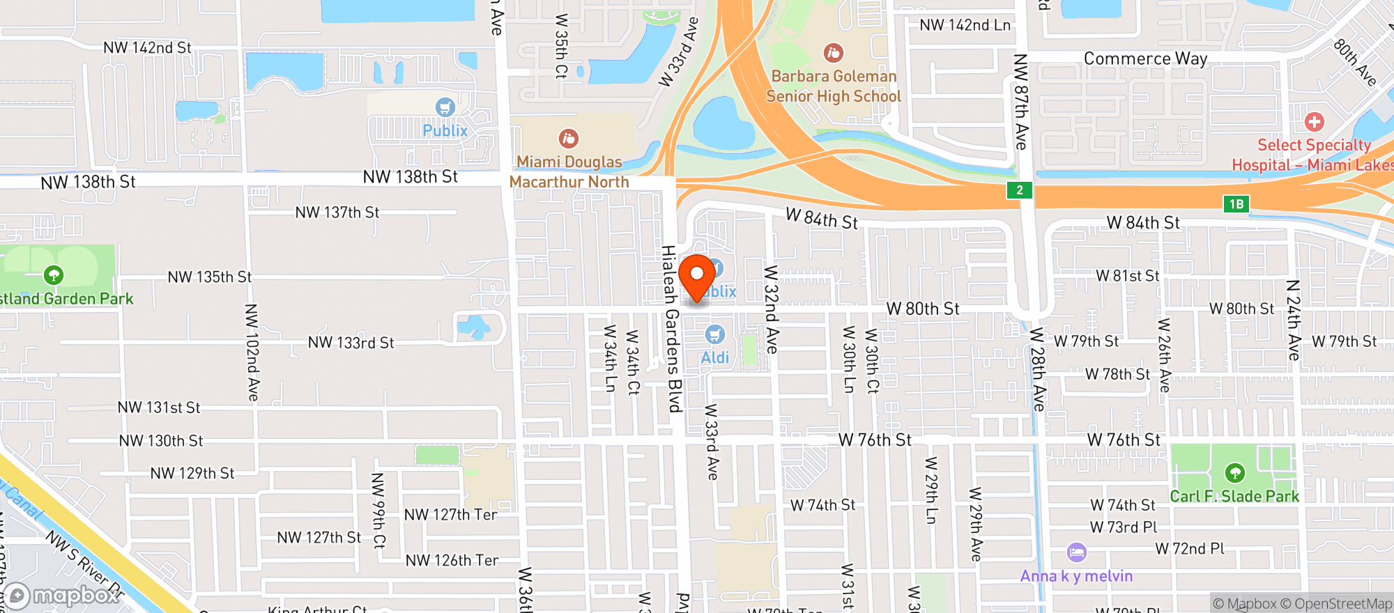 Map showing PUBLIX SUPER MARKET