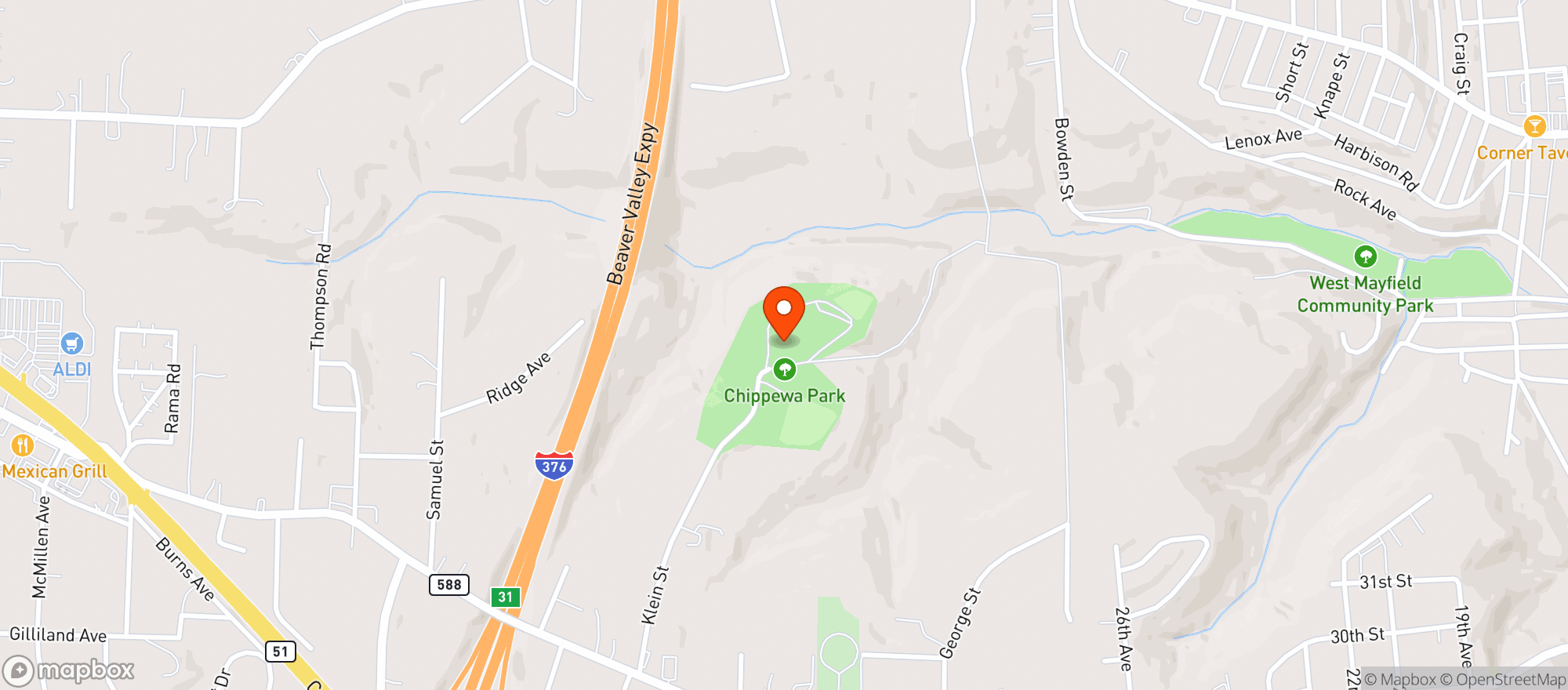 Map showing Chippewa Park