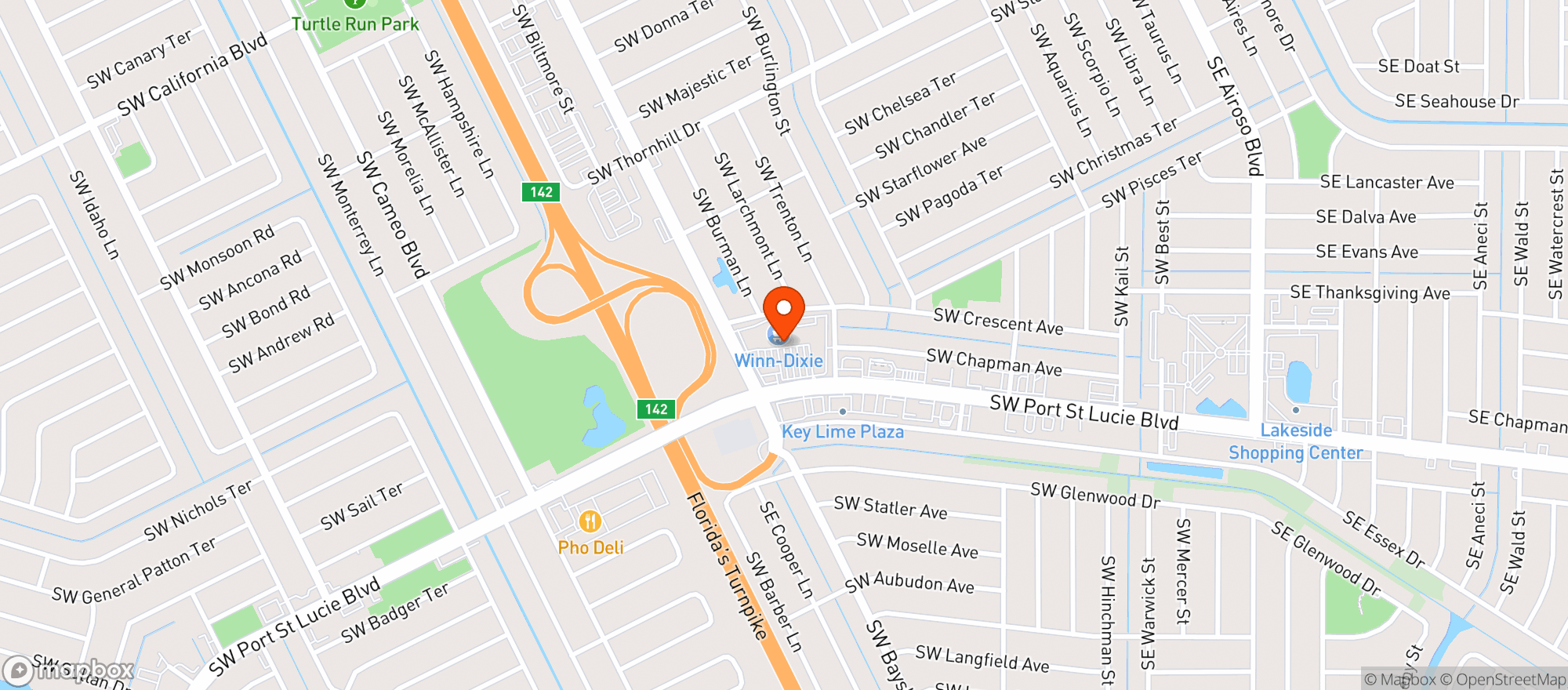 Map showing Winn Dixie