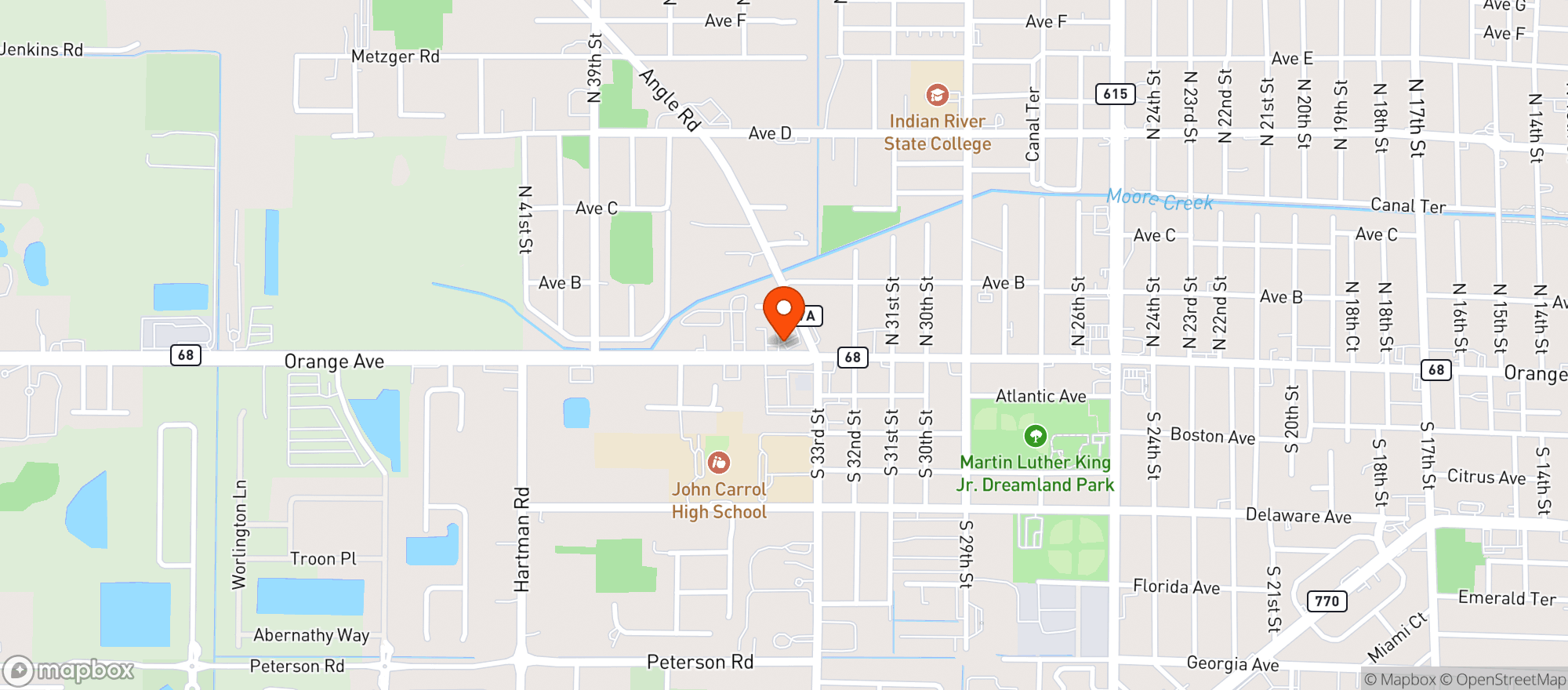 Map showing Orange Sunoco Food And Gas