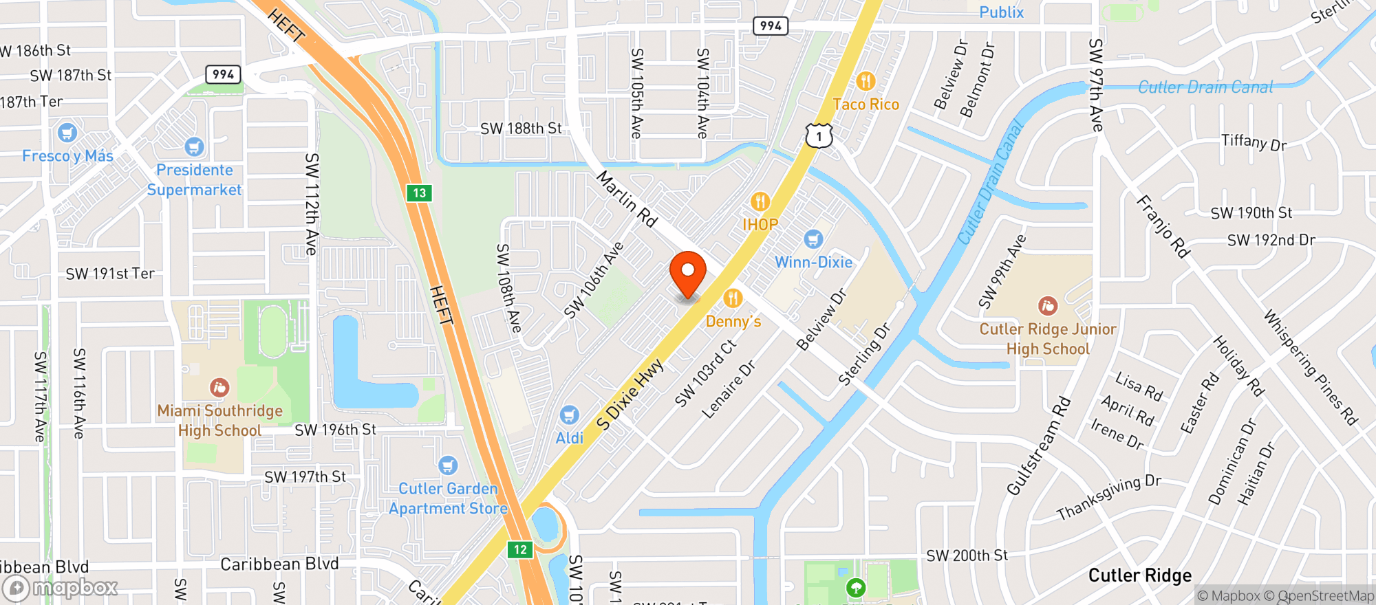 Map showing Vitamin Shoppe - Cutler Bay