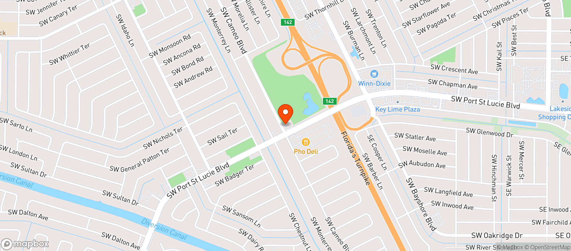 Map showing Sunoco Food Mart - Psl