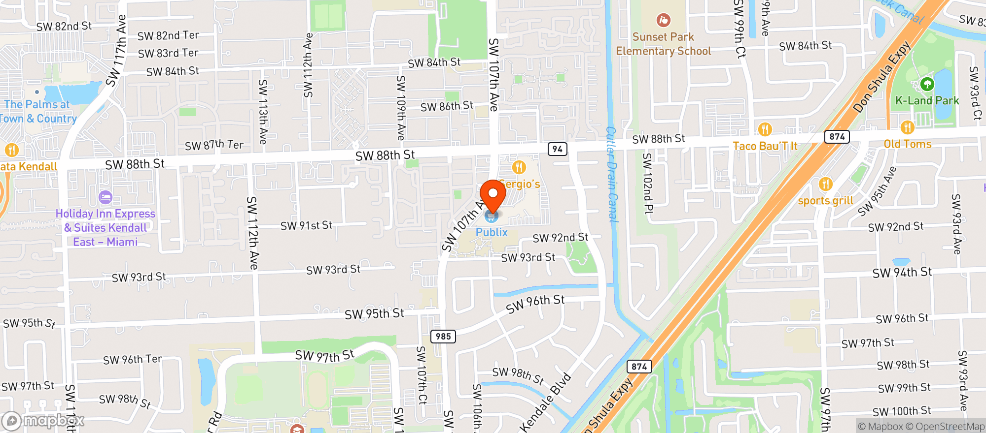 Map showing Publix
