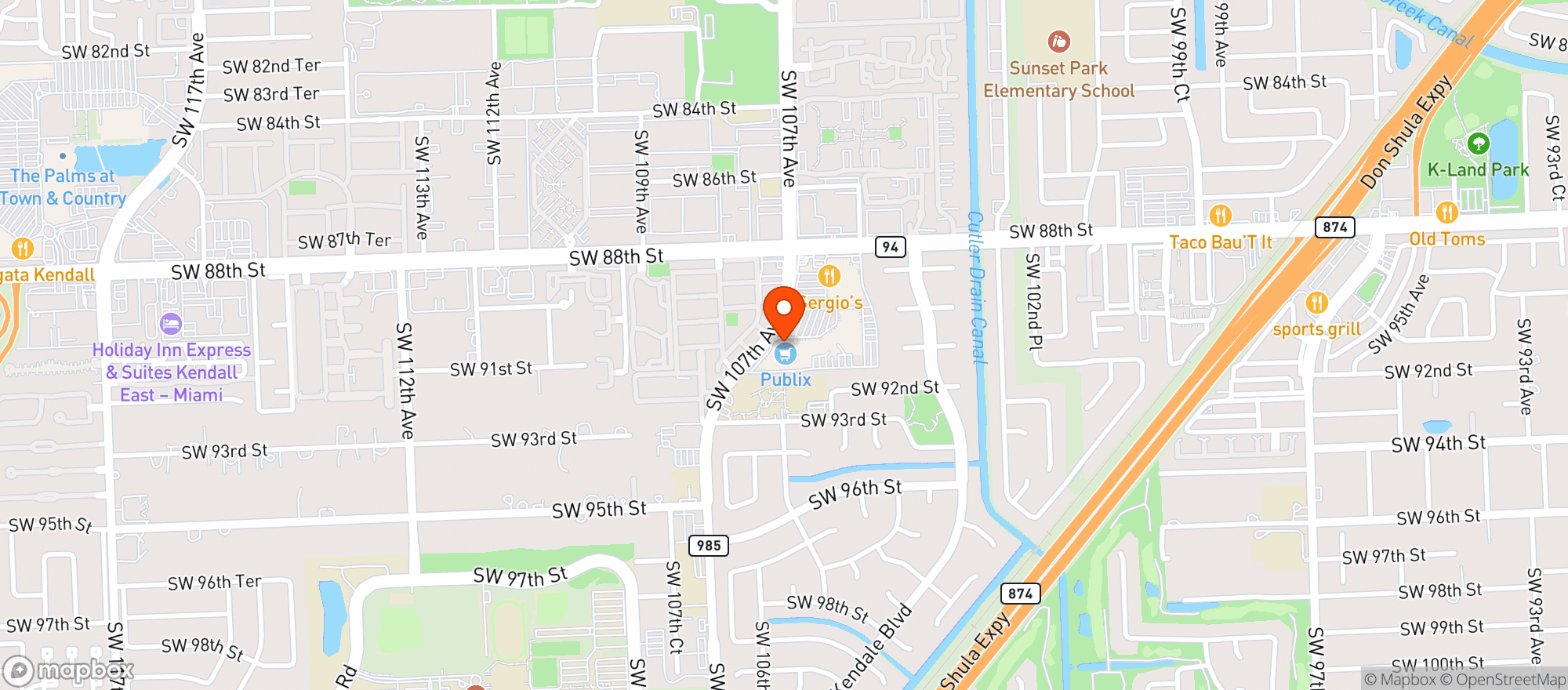 Map showing Publix Super Market #550