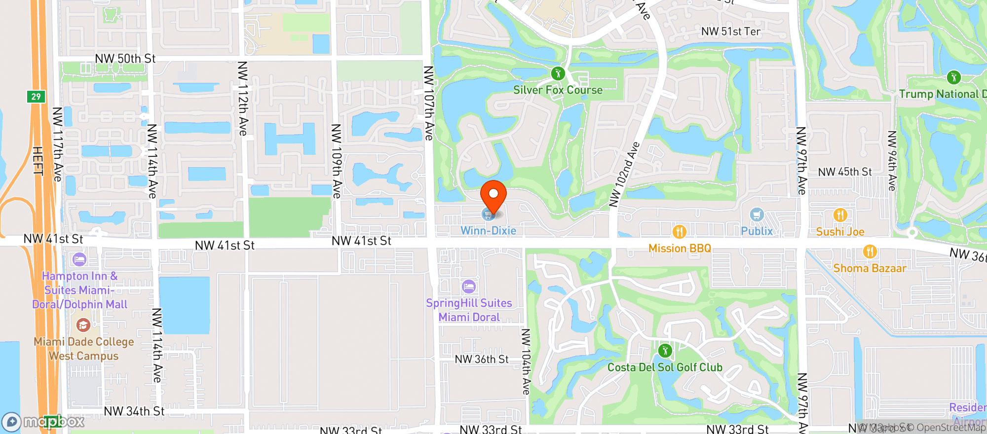 Map showing Winn Dixie - 0280