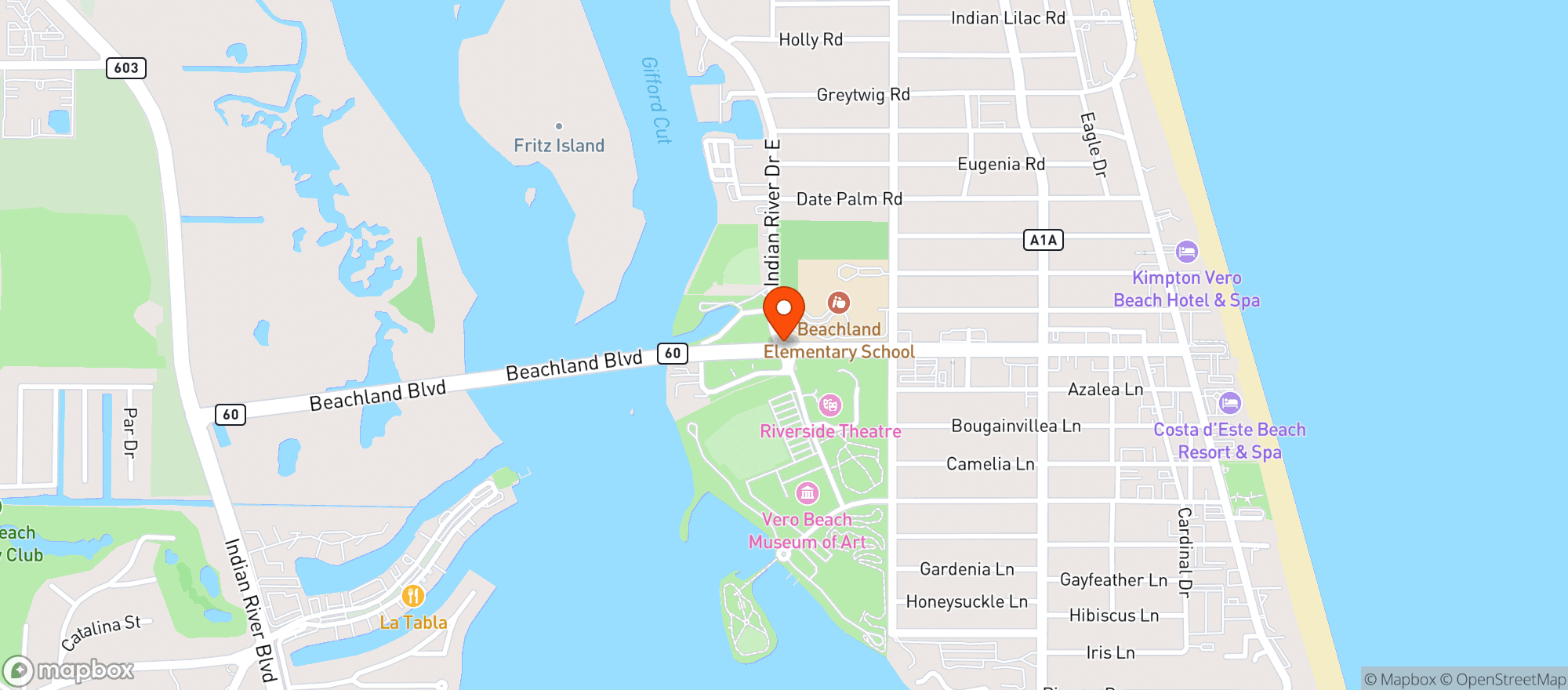 Map showing Riverside Cafe