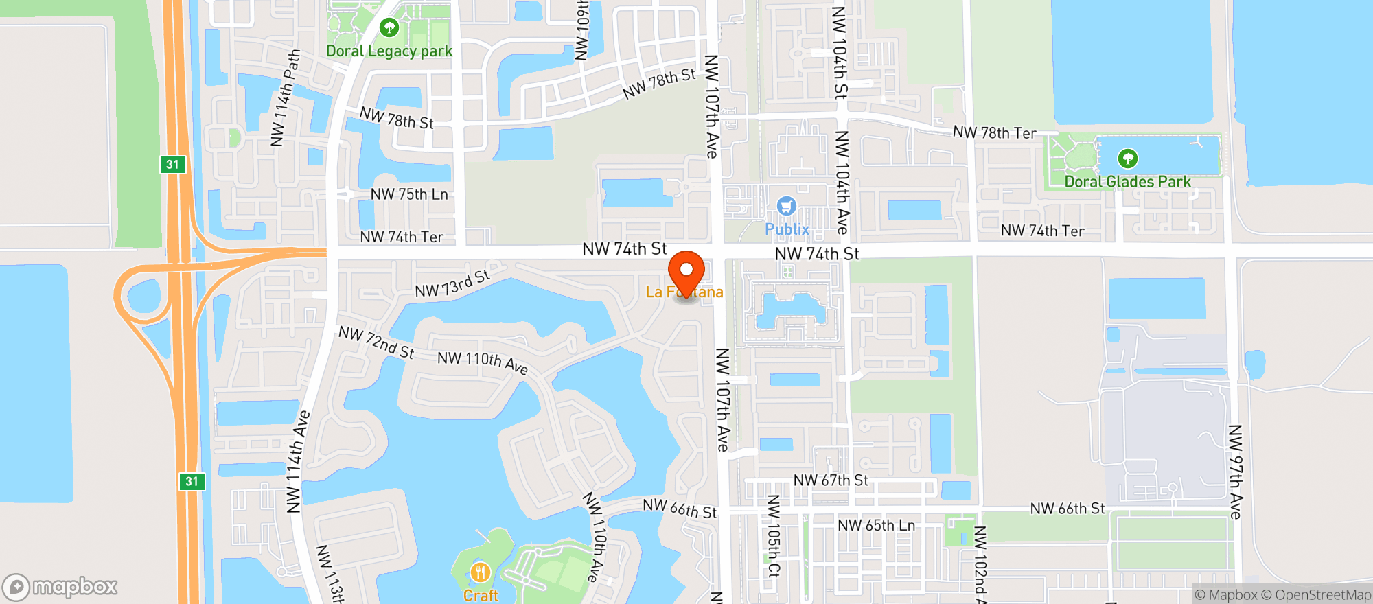 Map showing The Hot Box Doral
