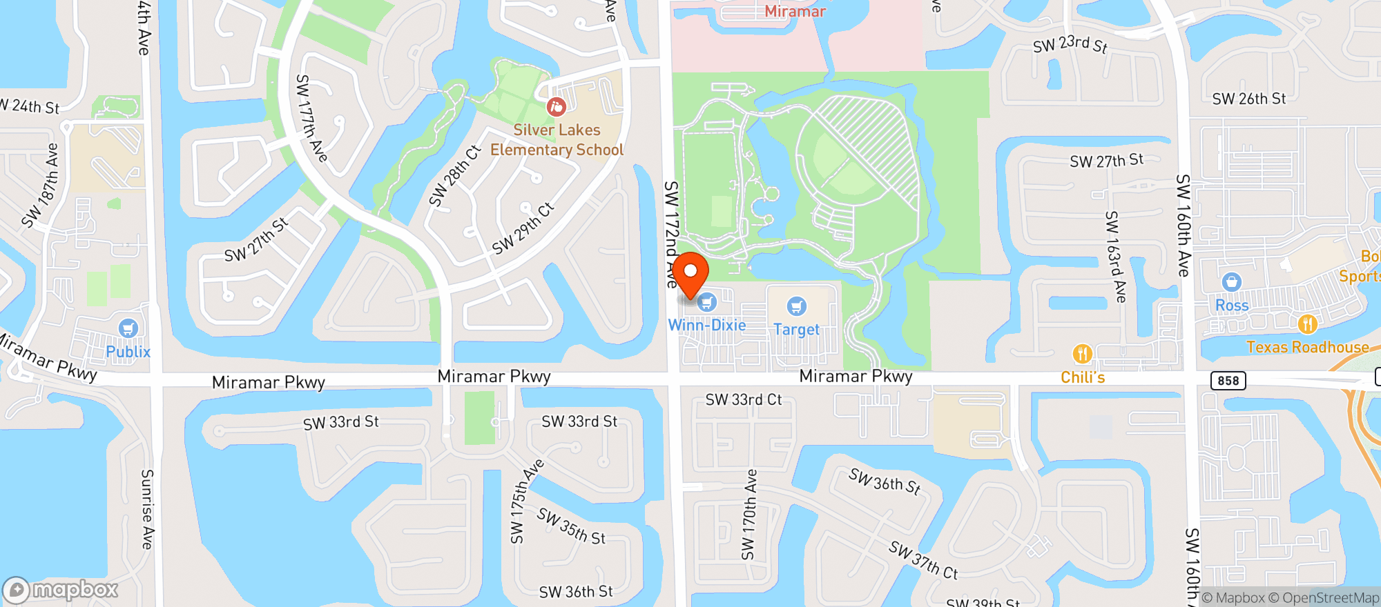 Map showing Winn Dixie Liquors #258