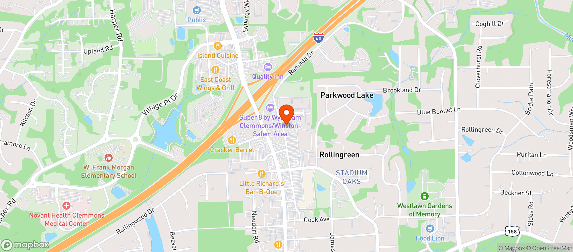 Map showing Village Square Tap House