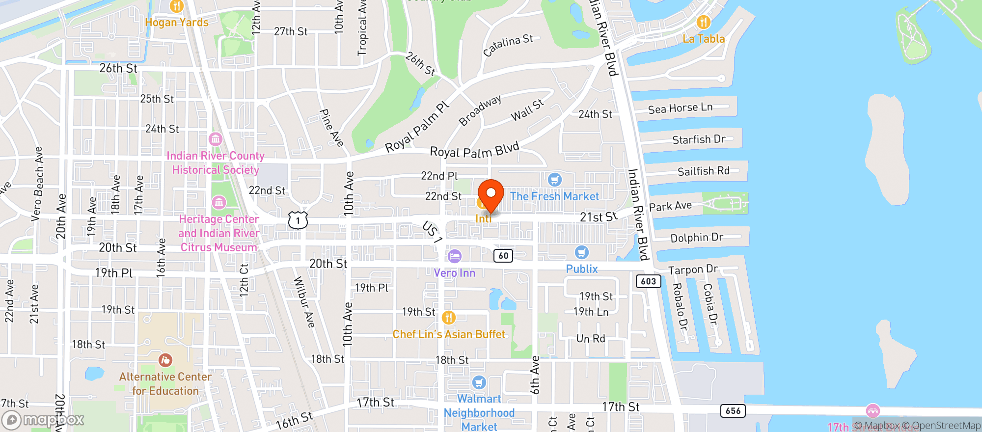 Map showing Fresh Market - 115 VERO