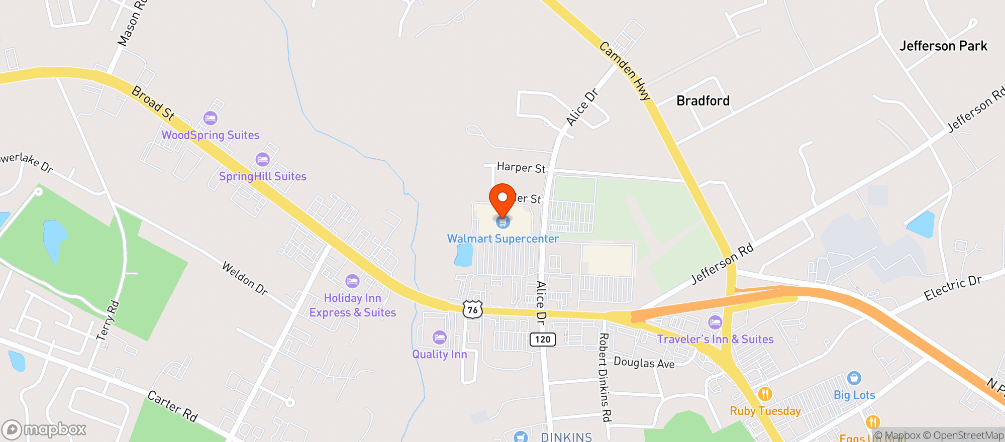 Map showing Walmart Supercenter