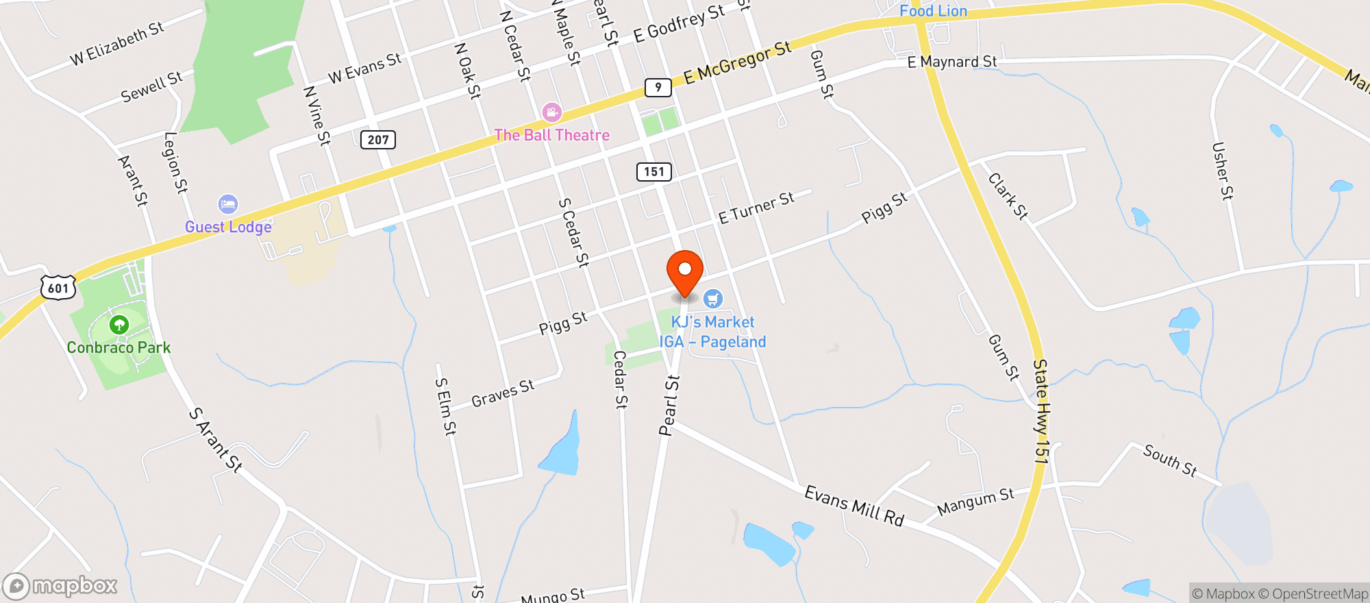 Map showing Kjs Market Iga