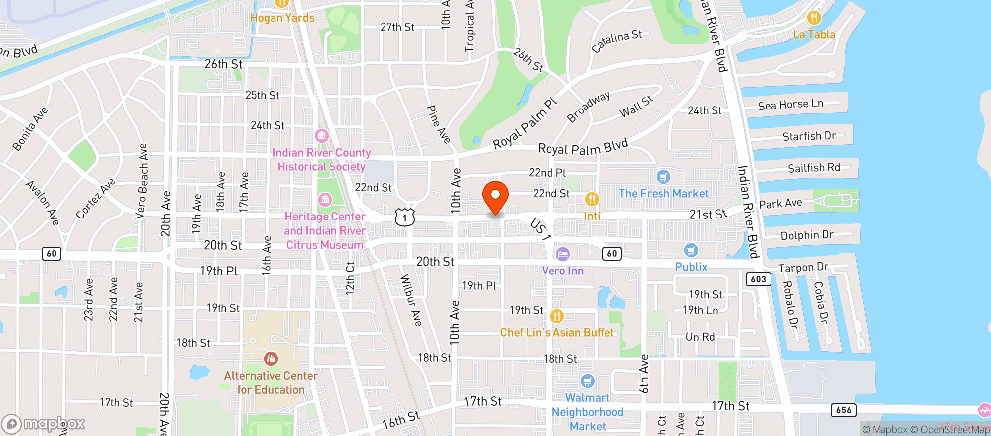 Map showing El Rey Mexican Restaurant