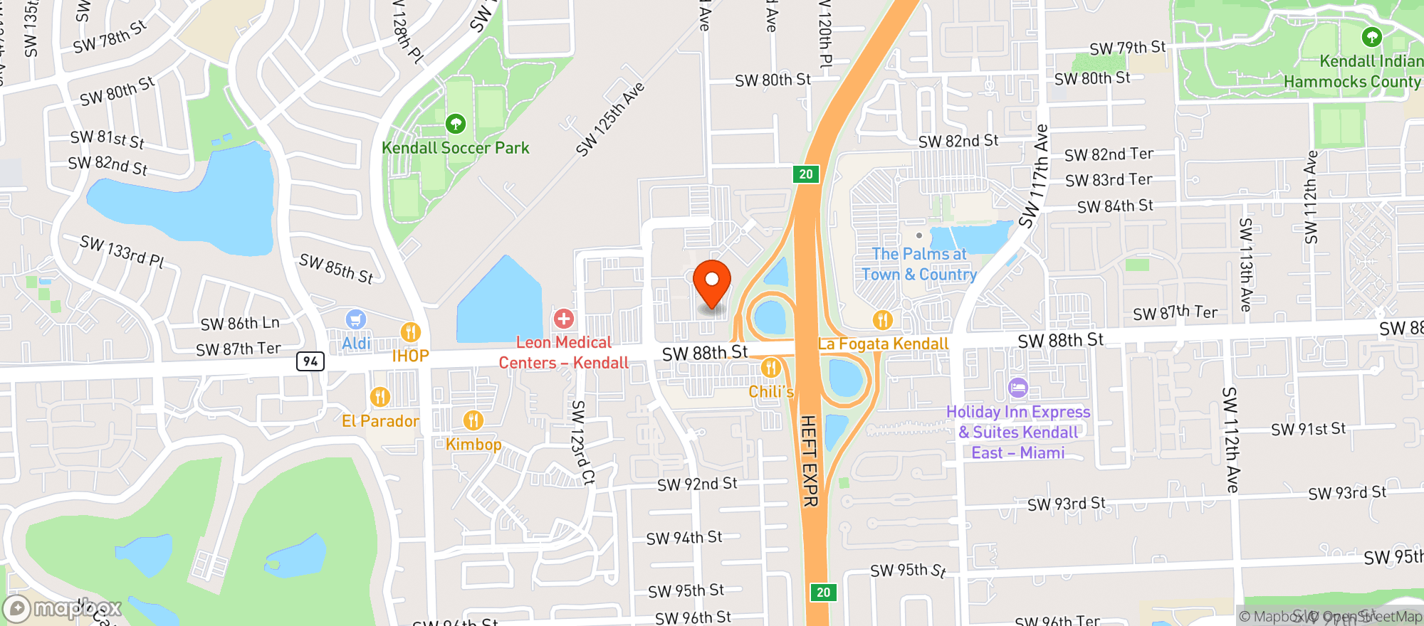 Map showing Vitamin Shoppe - West Kendall