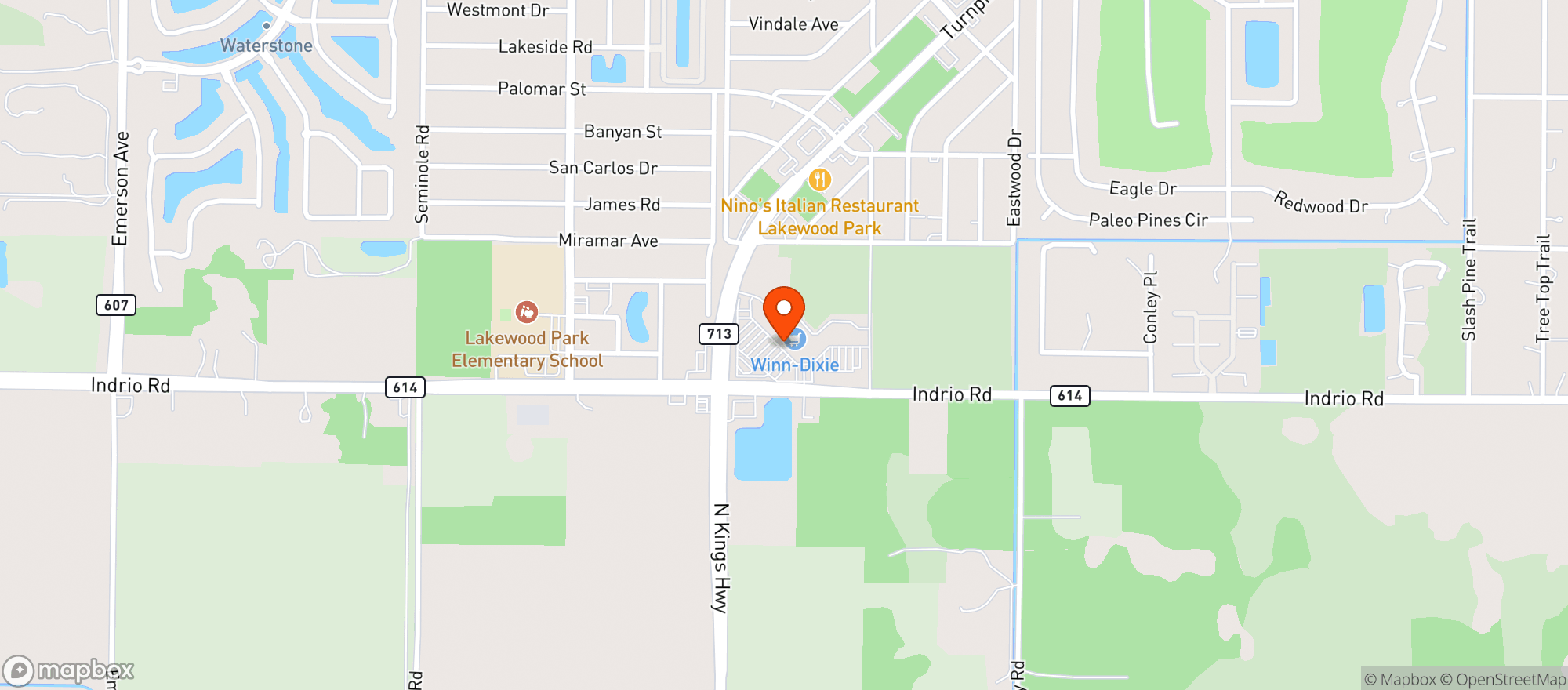 Map showing Winn Dixie Liquor Store #2362