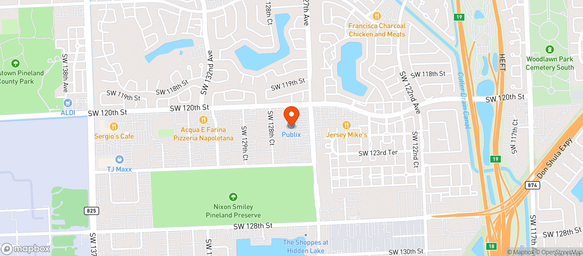 Map showing Publix