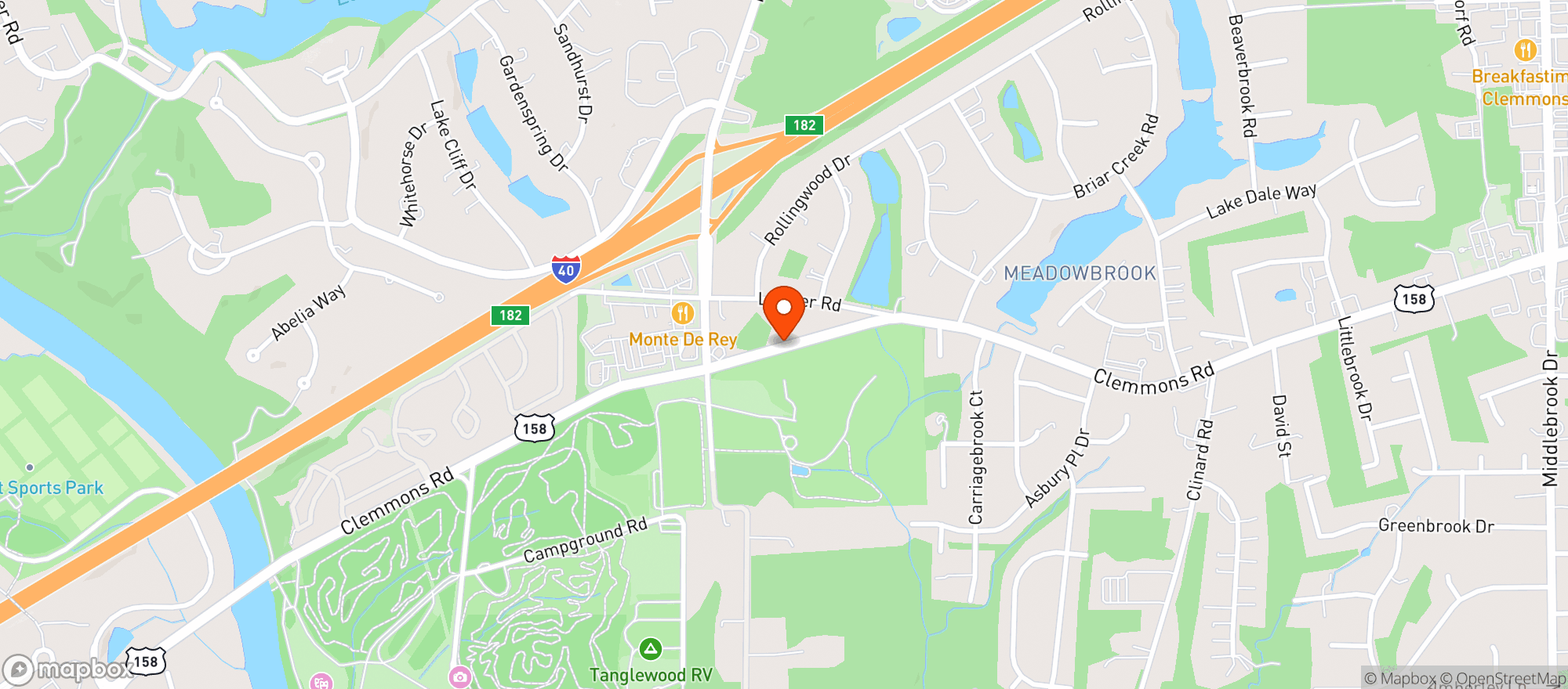 Map showing Carltons Tanglewood
