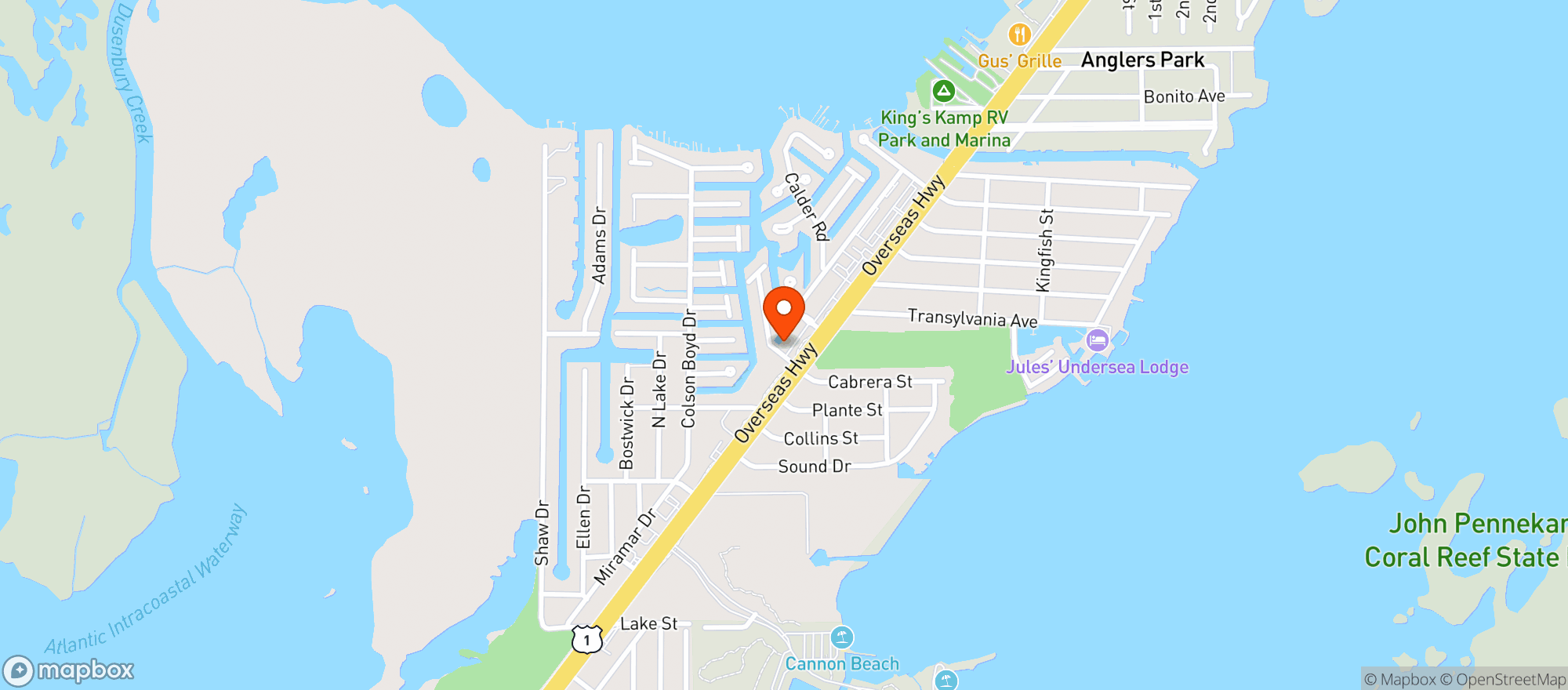Map showing Holy Smokes - Key Largo