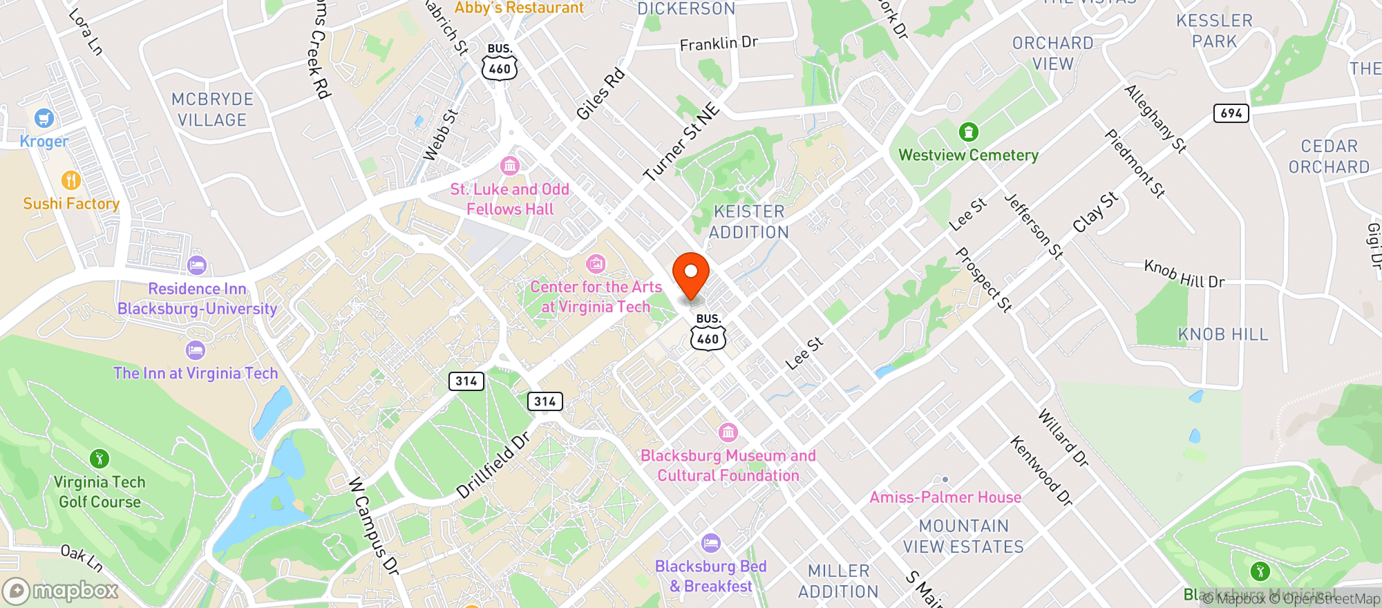 Map showing The Cellar Restaurant