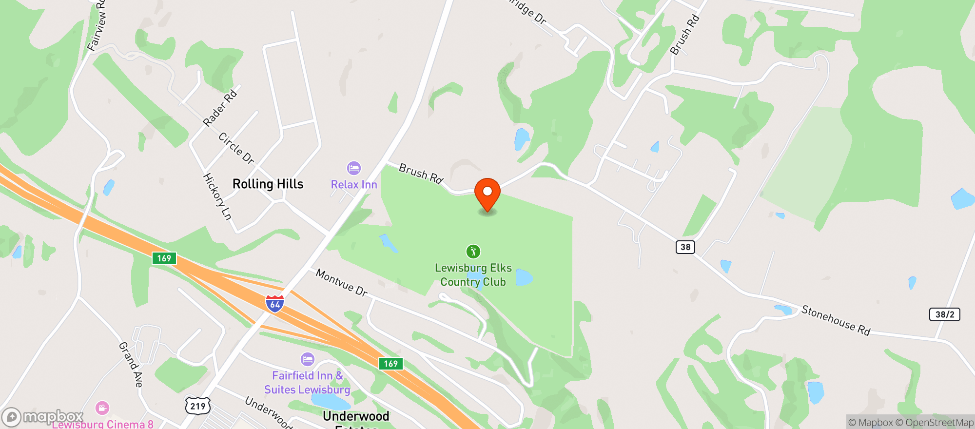 Map showing Lewisburg Elks Ldg #1758