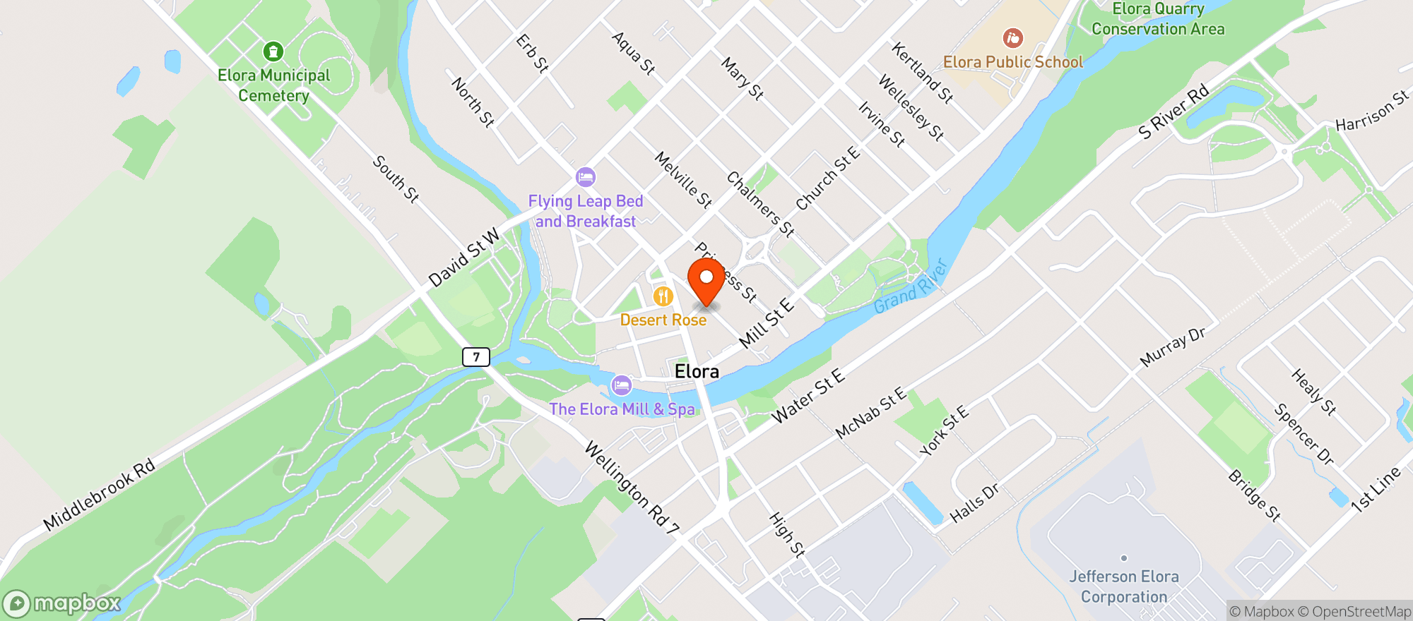 Map showing Elora Mercantile