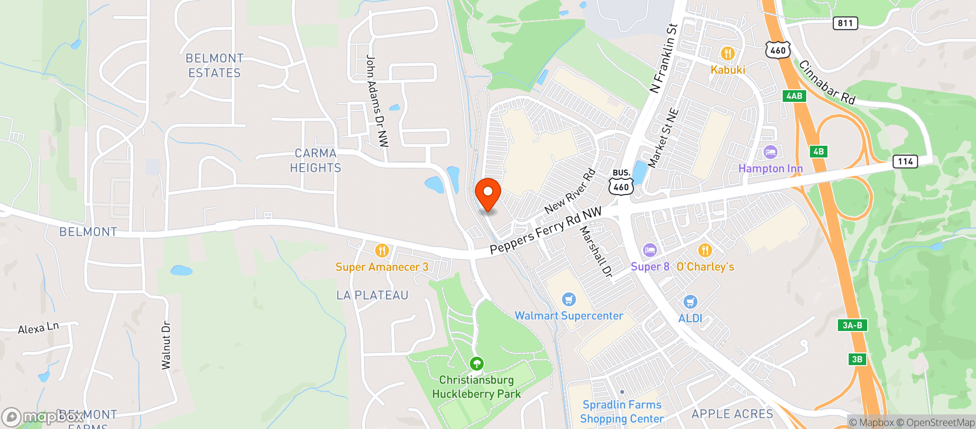 Map showing Gnc - 8659 - Uptown Christiansburg