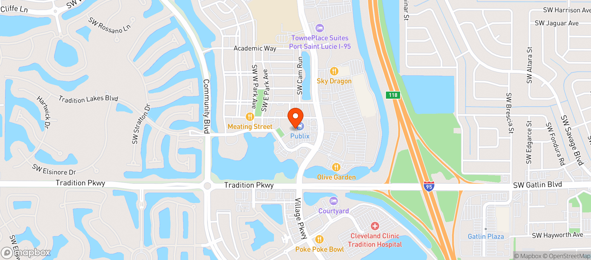 Map showing Publix Super Market