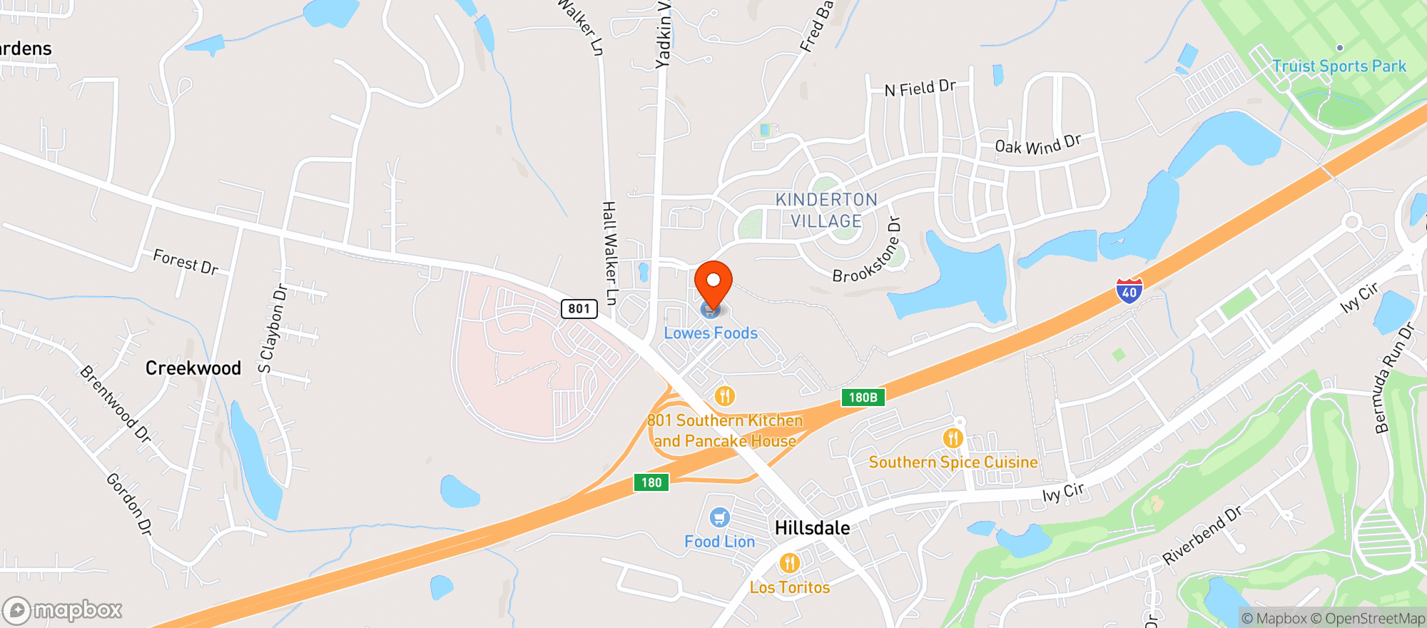 Map showing Lowes Foods