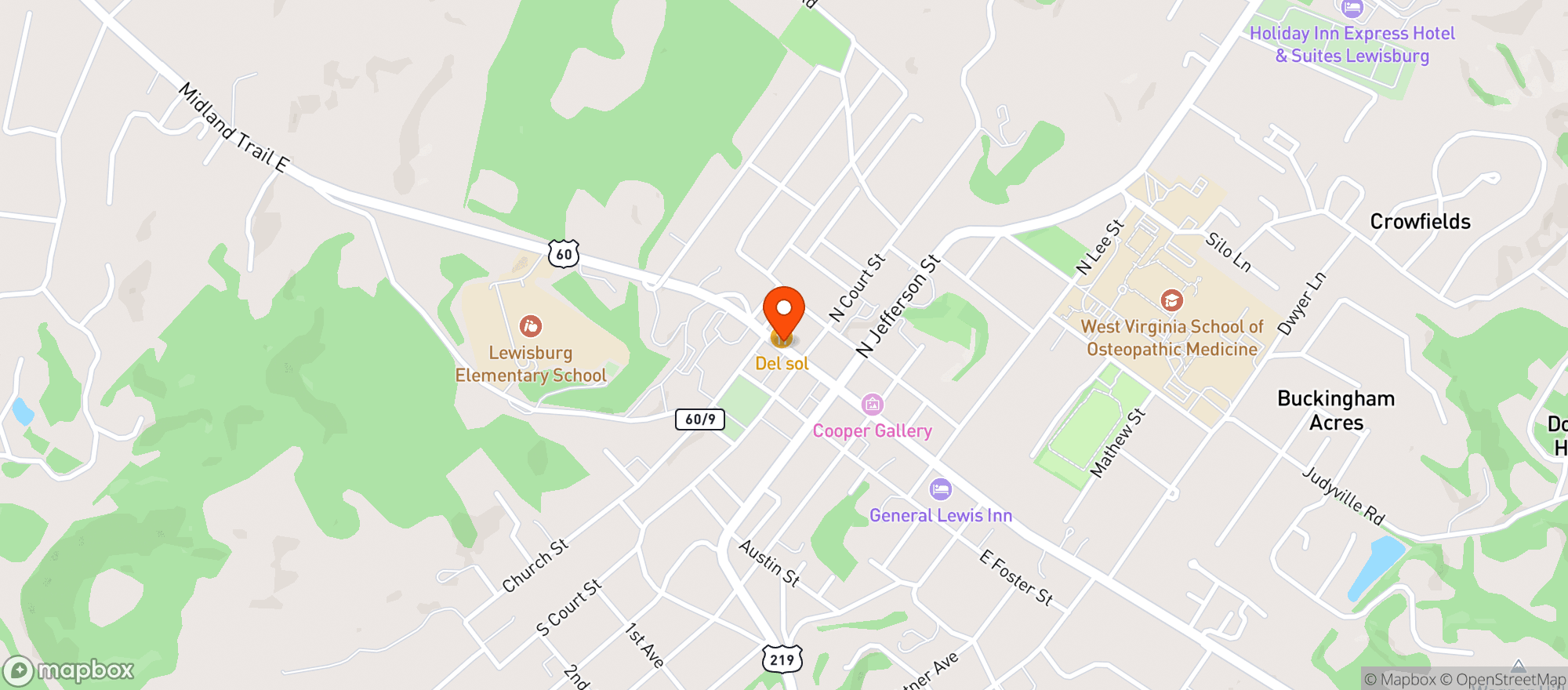 Map showing Del Sol Cantina & Grille