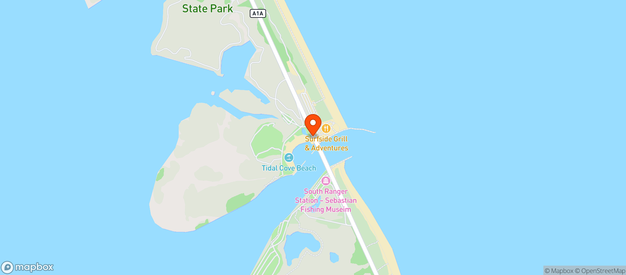 Map showing Sebastian Inlet State Park