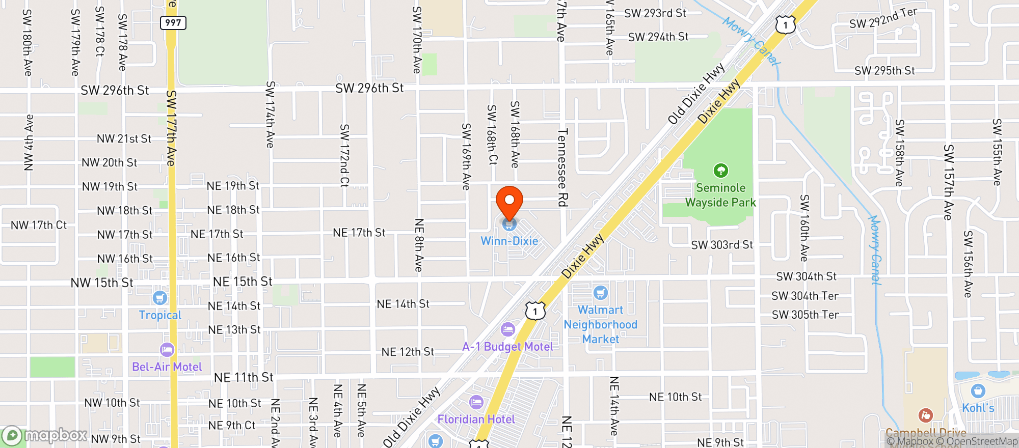 Map showing Winn Dixie - 0319