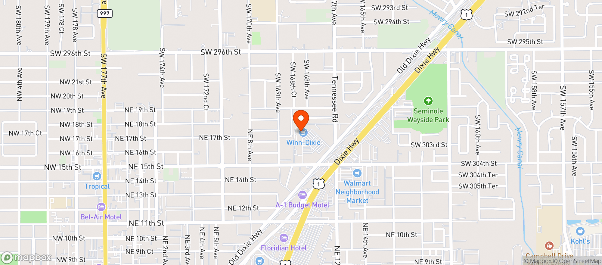 Map showing Winn Dixie