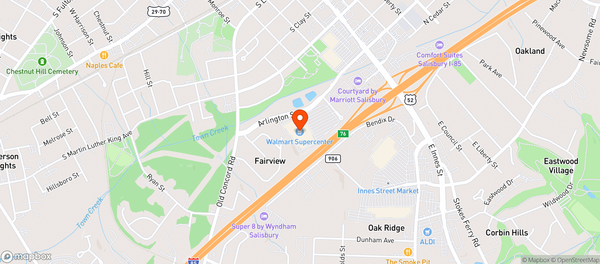 Map showing WALMART SUPERCENTER