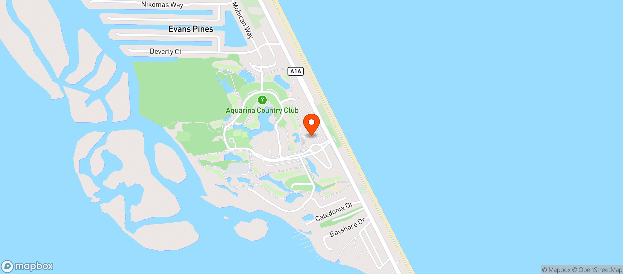Map showing Aquarina Beach And Country Club