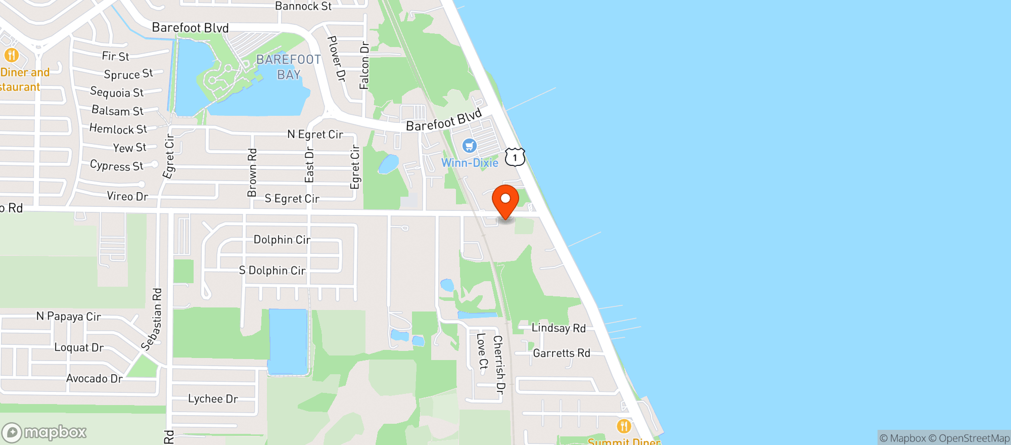 Map showing Micco Discount Beverage