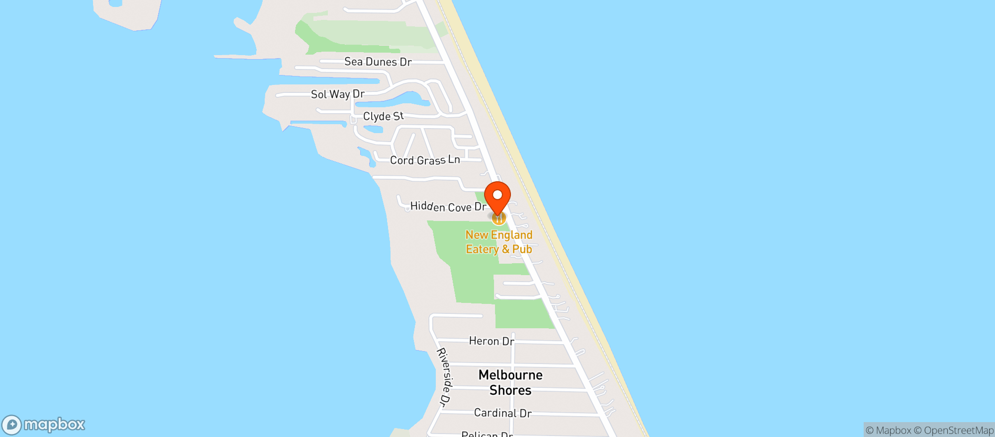 Map showing New England Eatery & Pub