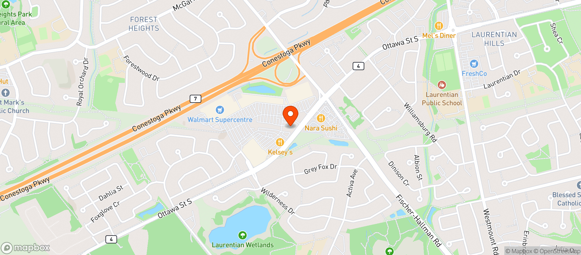 Map showing Healthy Planet-Kitchener