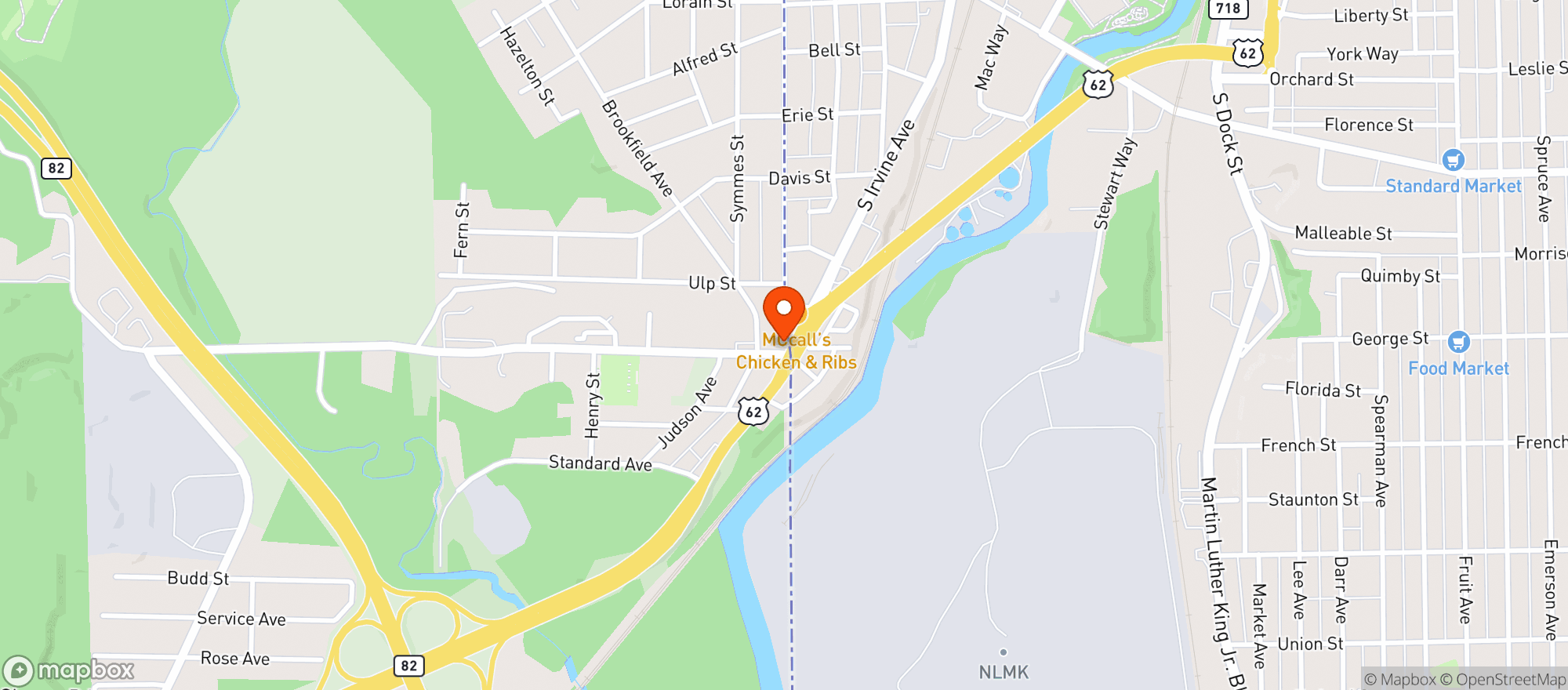 Map showing Brookfield Drive Thru