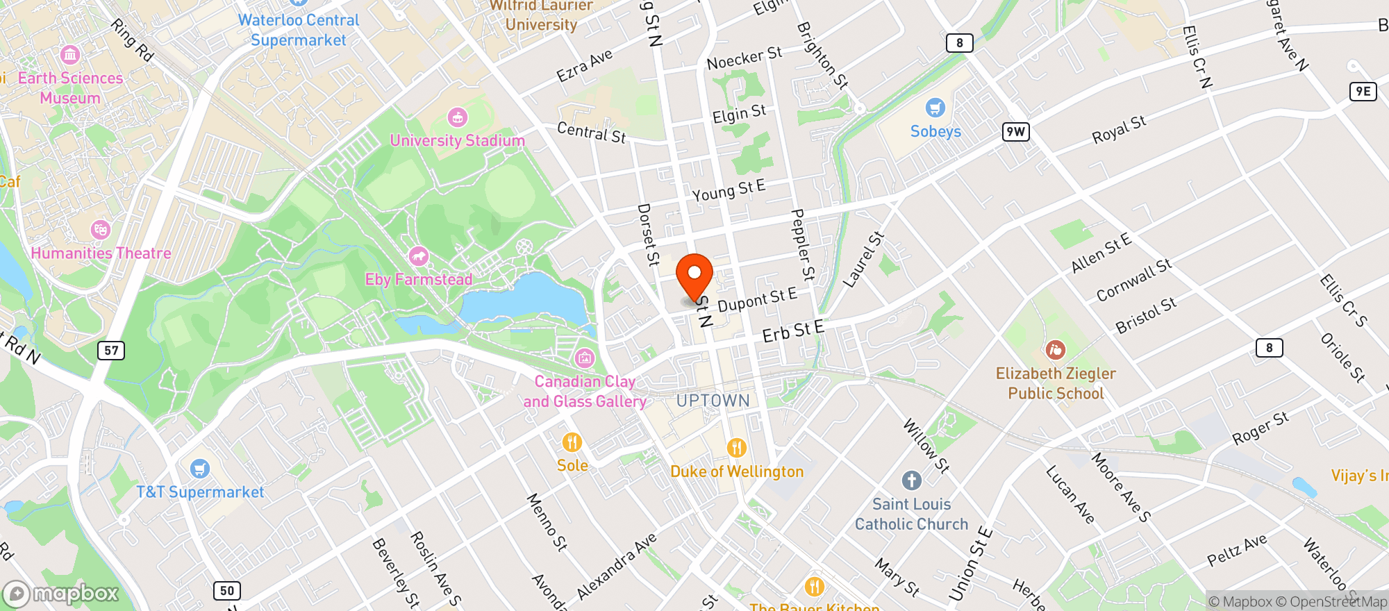 Map showing Poppy's Bagels