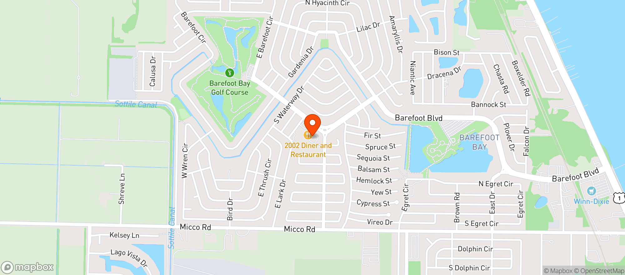 Map showing Barefoot Bay Food Store