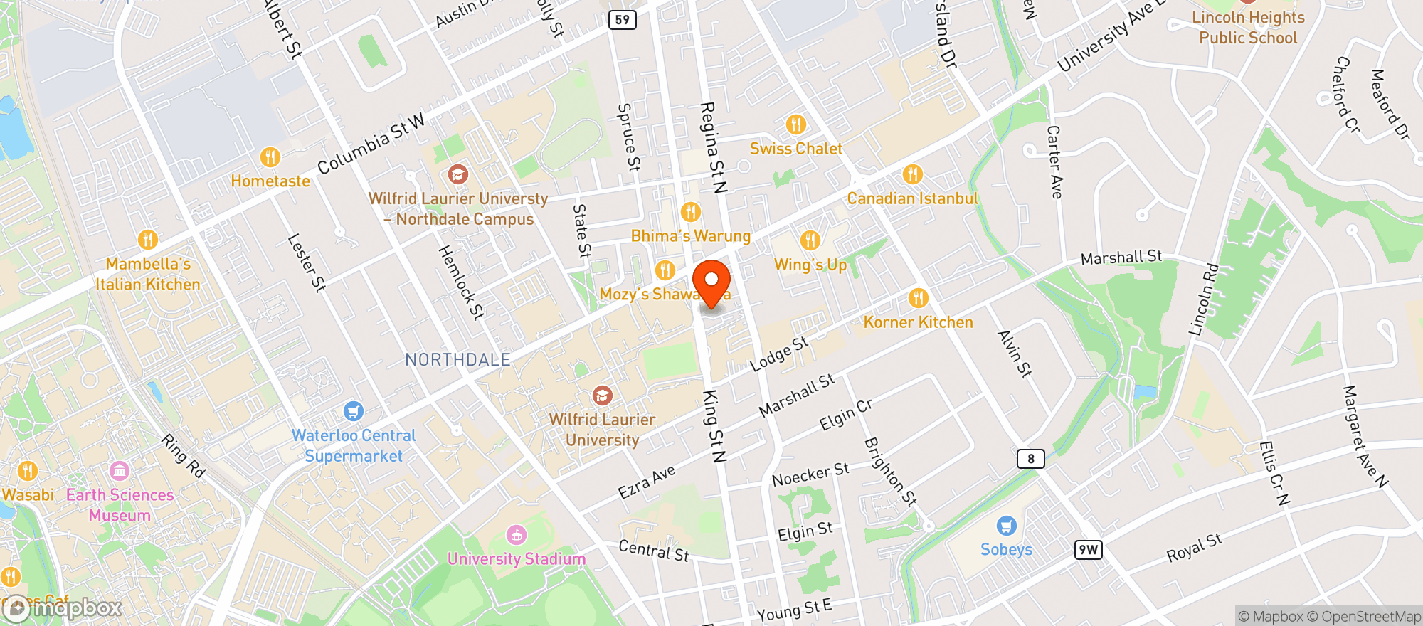 Map showing Maxwell's Music House