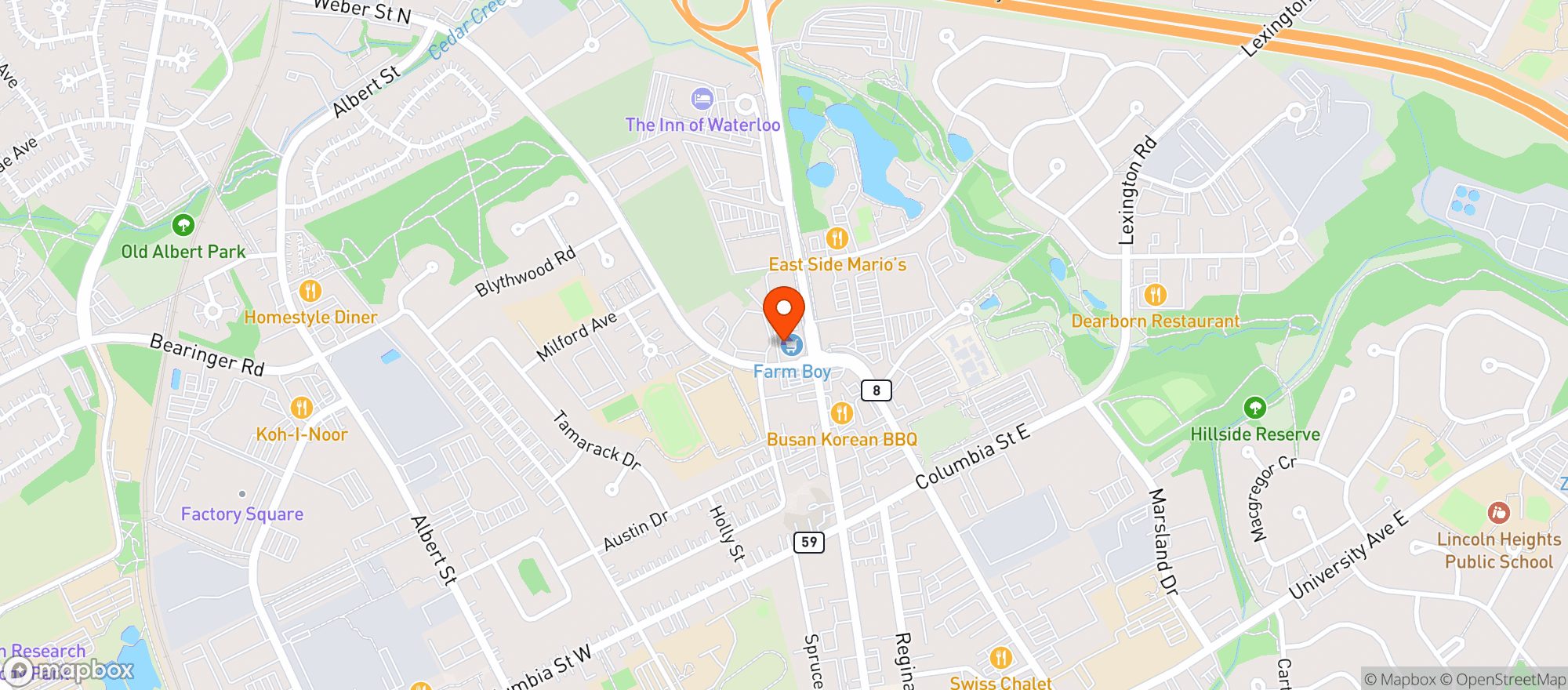 Map showing Farm Boy - King And Weber
