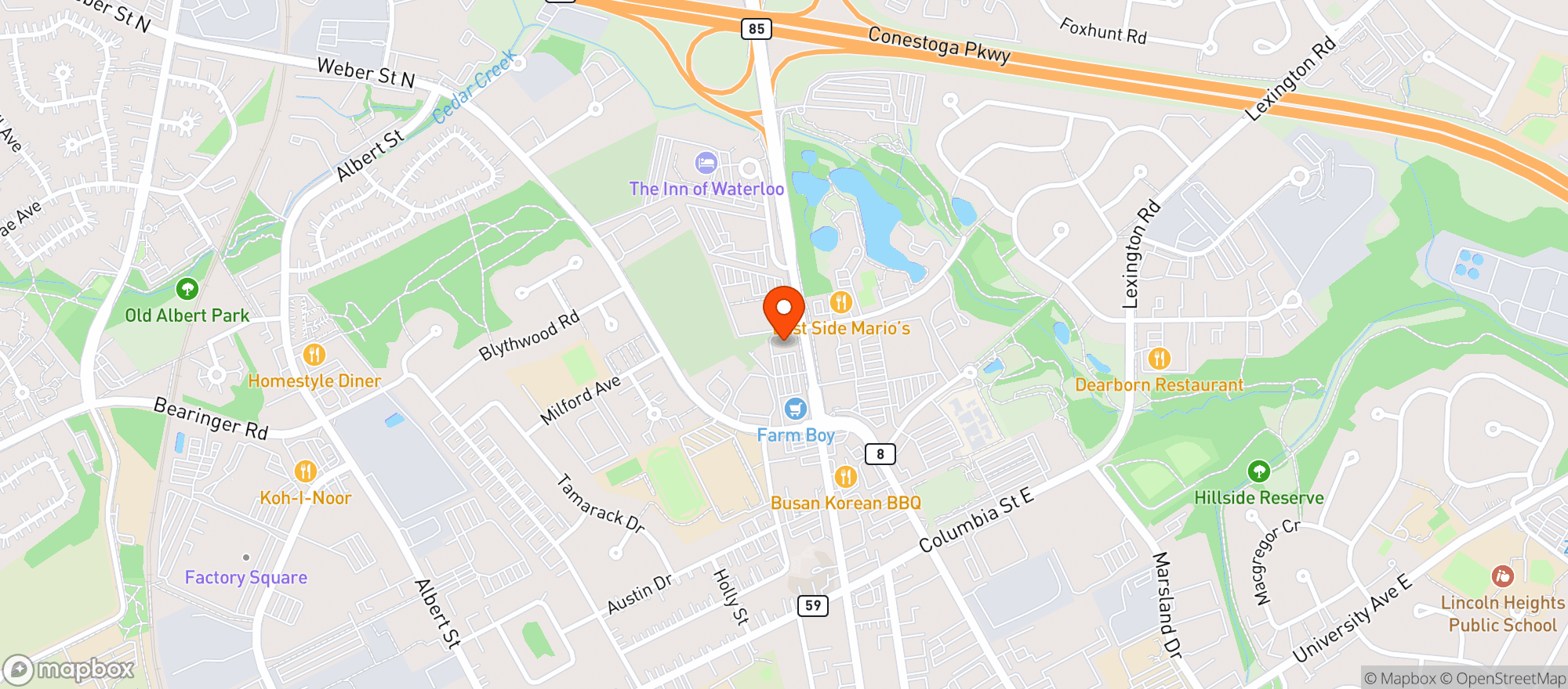 Map showing Wildcraft Grill + Long Bar
