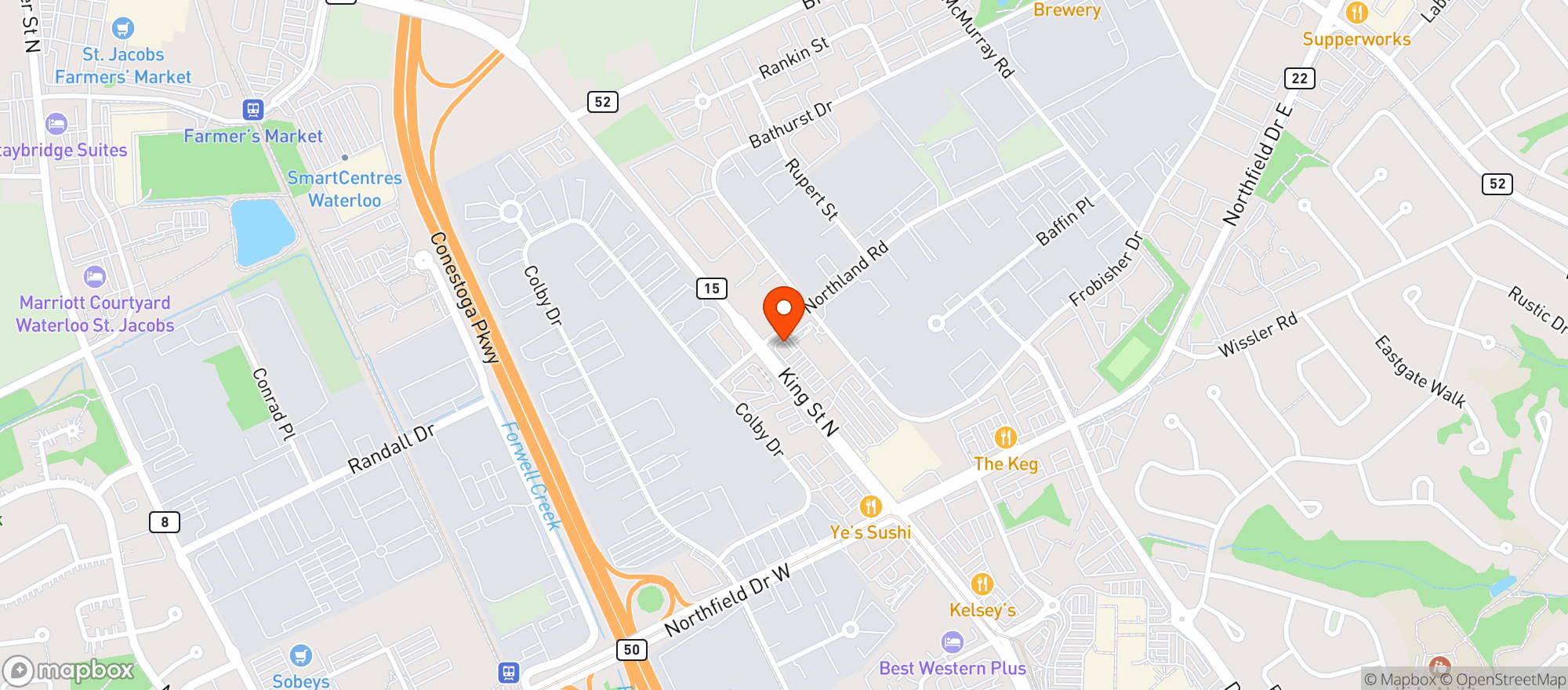 Map showing The Beer Store