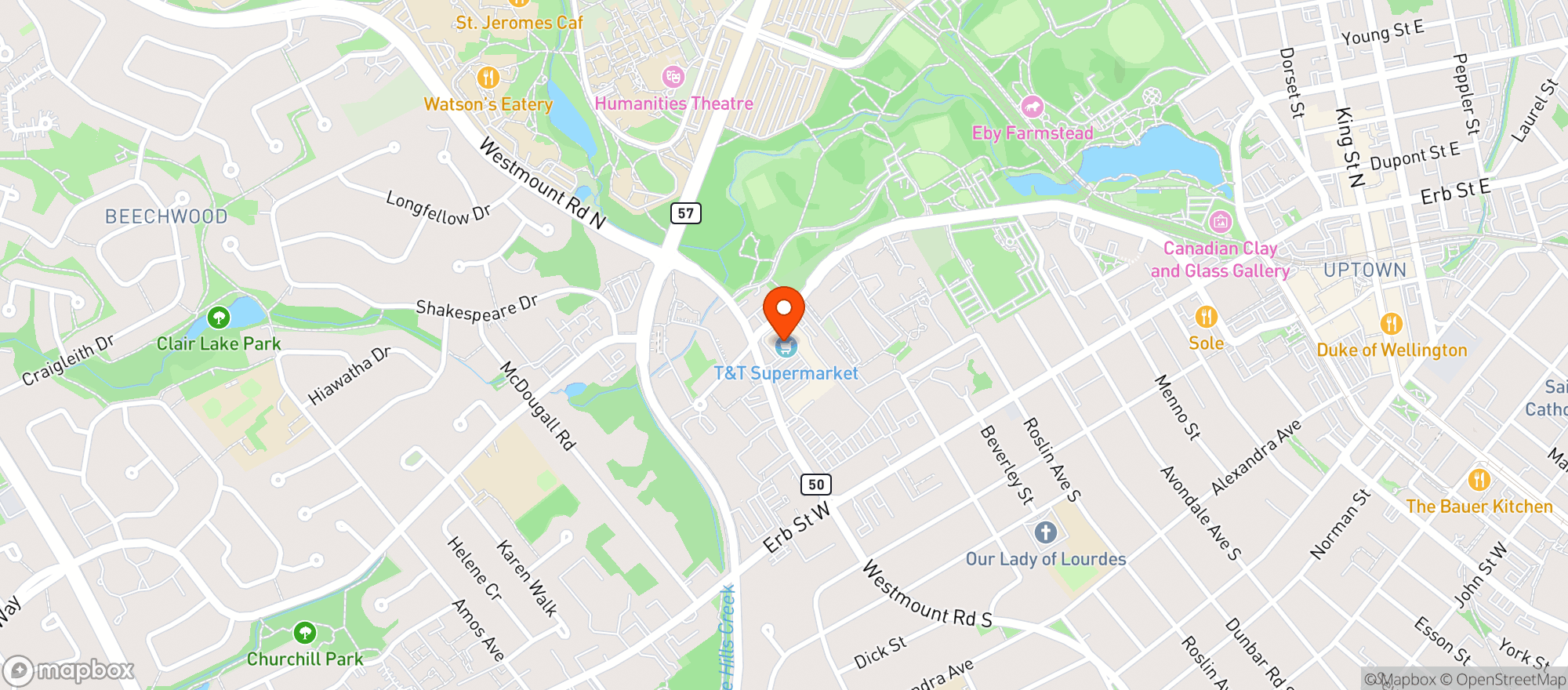 Map showing T&t Supermarket 大統華超級市場 (t&t Supermarket)