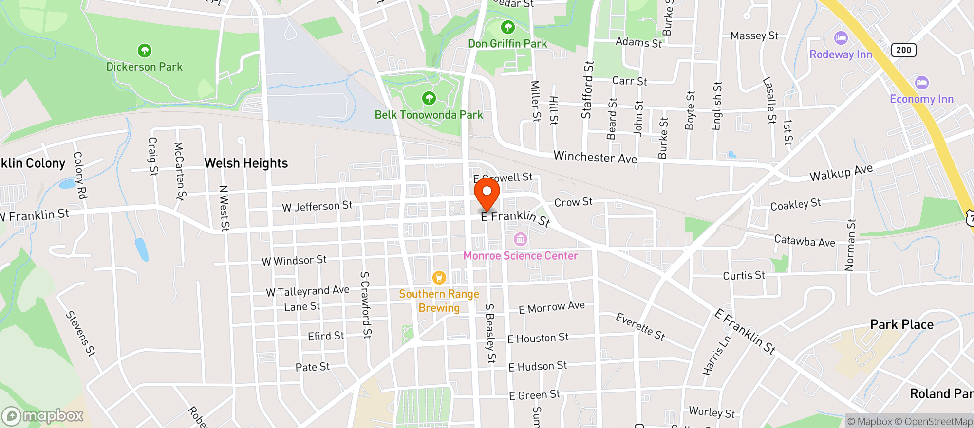 Map showing EAST FRANK SUPERETTE & KITCHEN