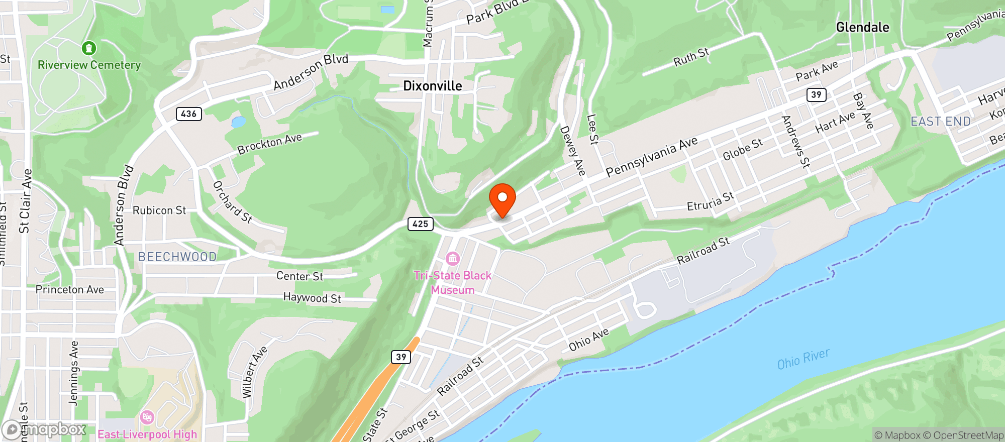 Map showing Ginas Drive Thru